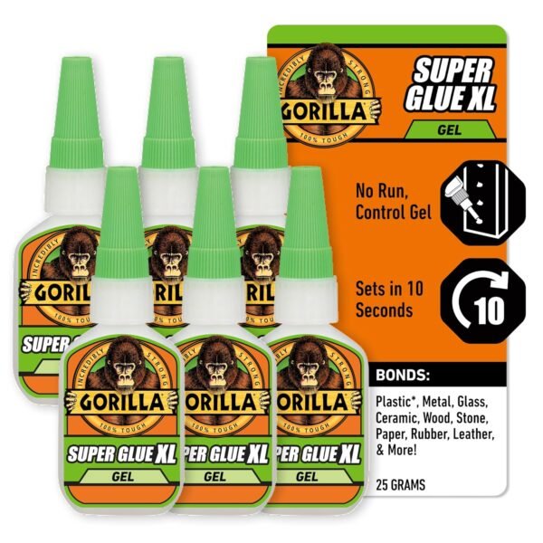 Gorilla Super Glue Gel XL, Clear Glue, 25 Gram (Pack of 6)