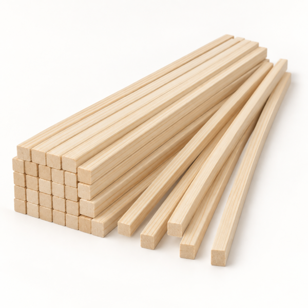 Square Pine Model Rods, 5/16" × 15", 30 Pieces
